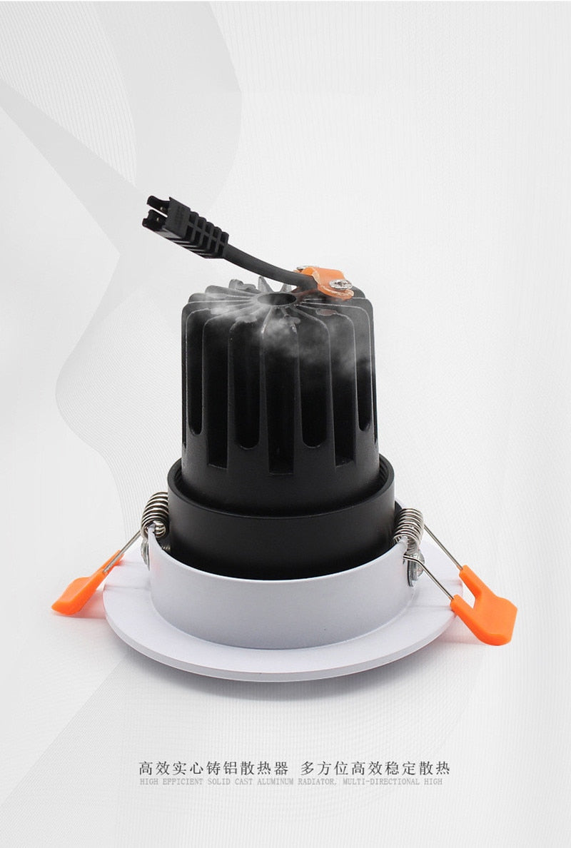 Dimmable Recessed Sconces Round Anti Glare COB LED Downlights 7W 9W 12W LED Ceiling Lights Background Indoor Lighting Lamps