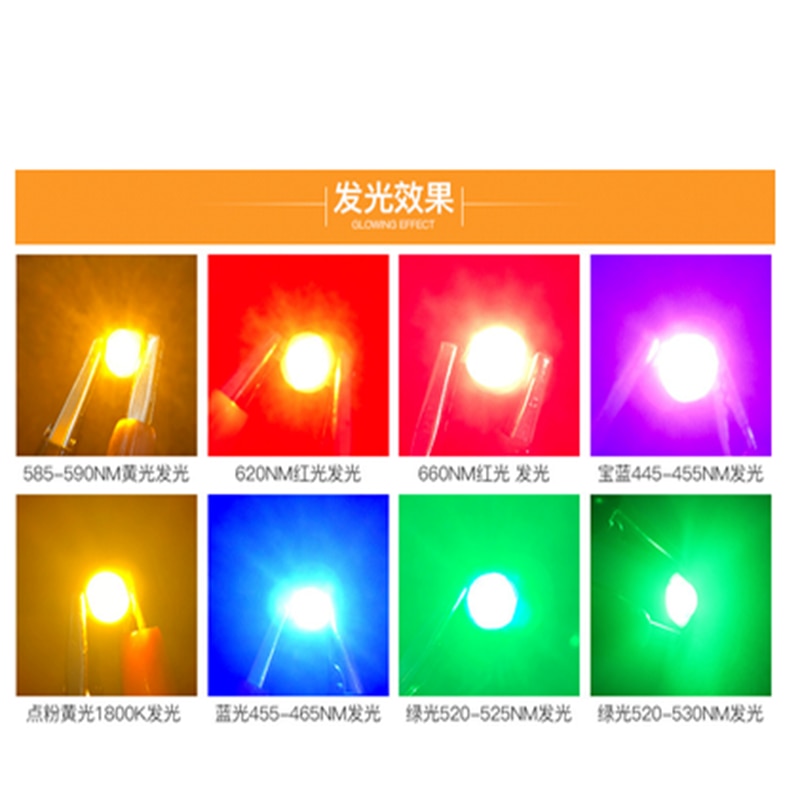LED Downlight 50Pcs 1W 3W High Power LED Chip Light Beads Cold Warm White Red Green Blue Yellow For SpotLight Downlight Lamp Bulb