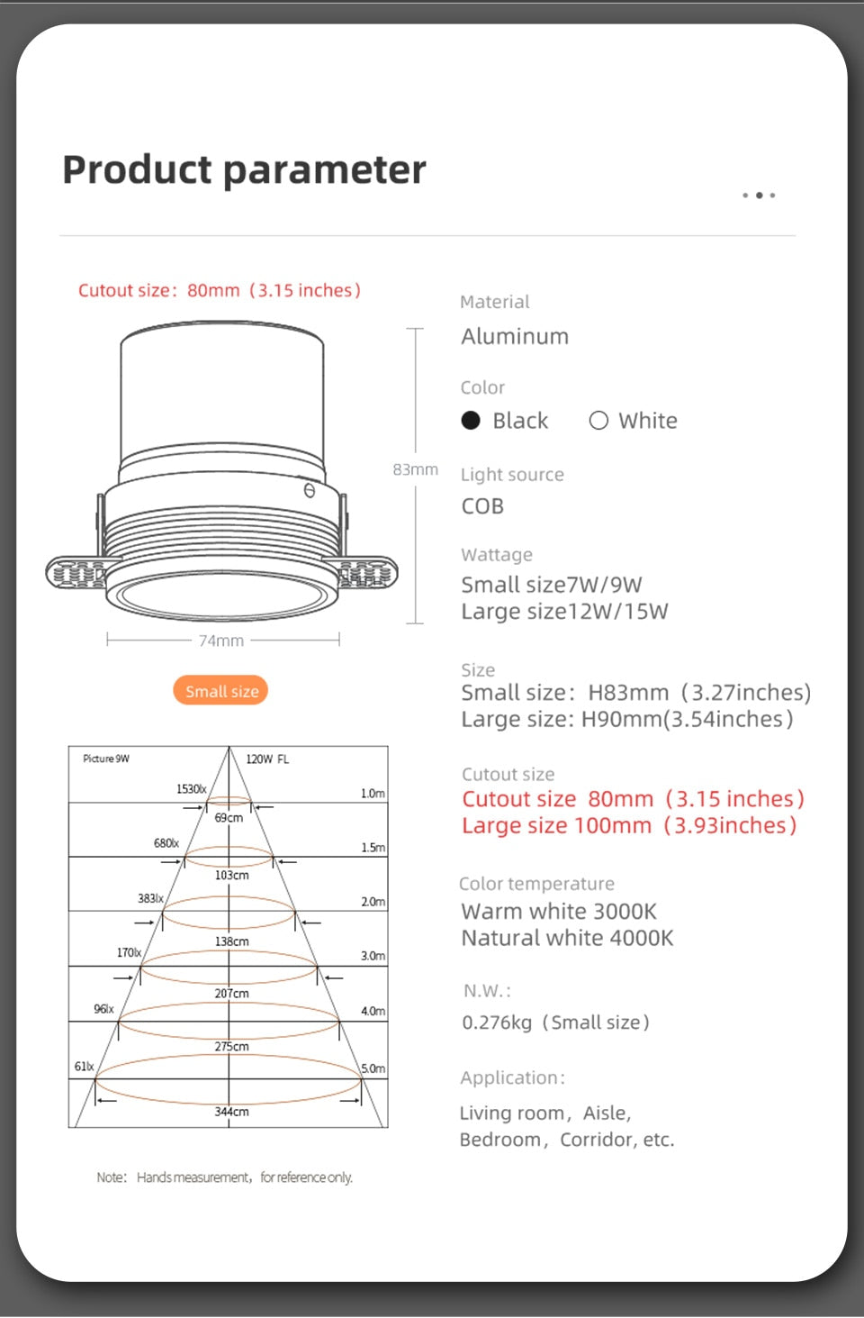 Aisilan Modern LED recessed downlight frameless built-in spot lamp Minimalist Convenient installation for living room bedroom