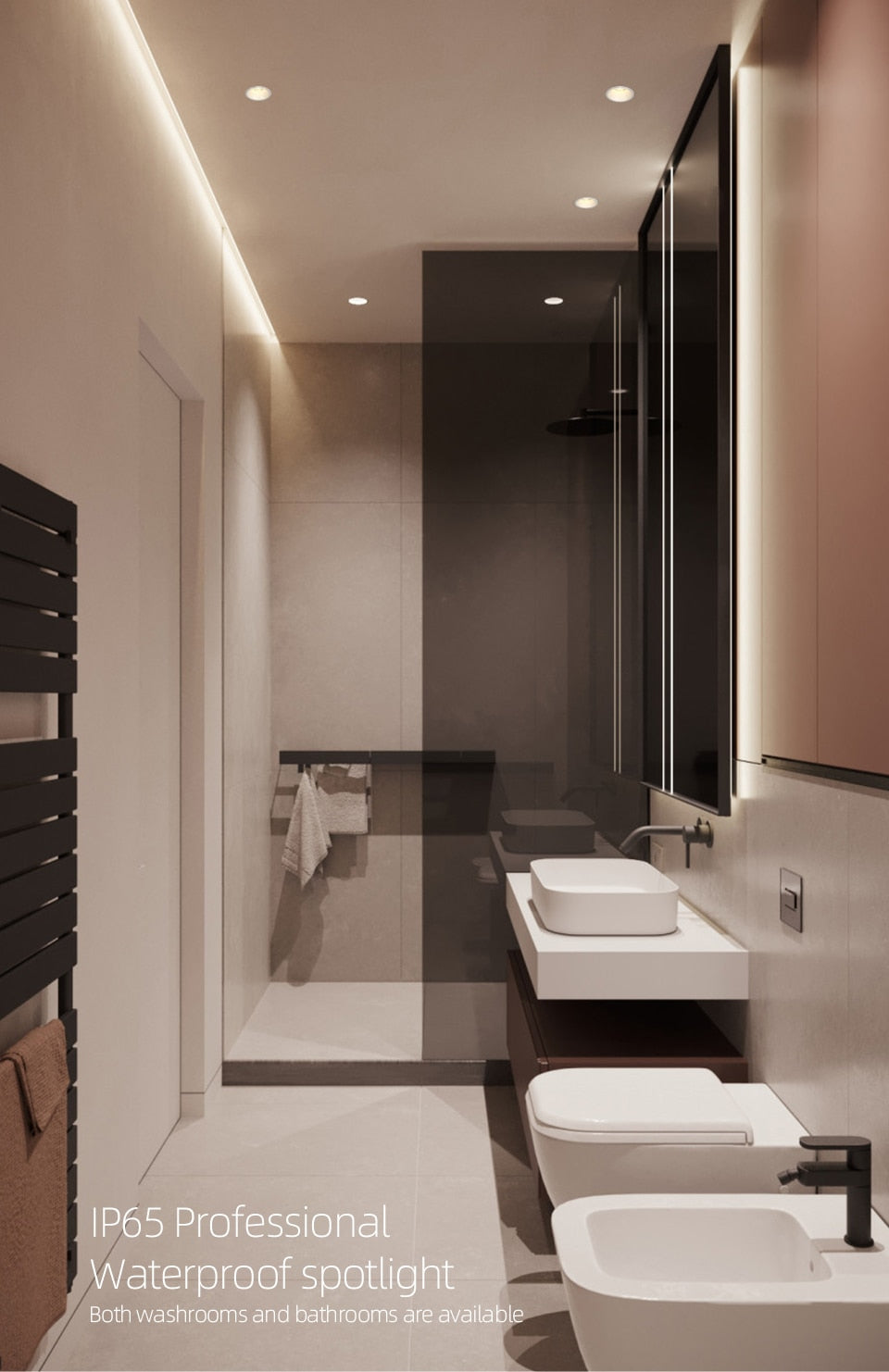 Aislian led Recessed downlight IP65 waterproof ultra-thin large beam angle spot light embedded bathroom shower room toilet