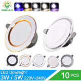 LED Downlight 3w 5w 10Pcs spot led light 3000k 4500K 6000K AC 220V-240V Downlight Kitchen living room Indoor recessed lighting