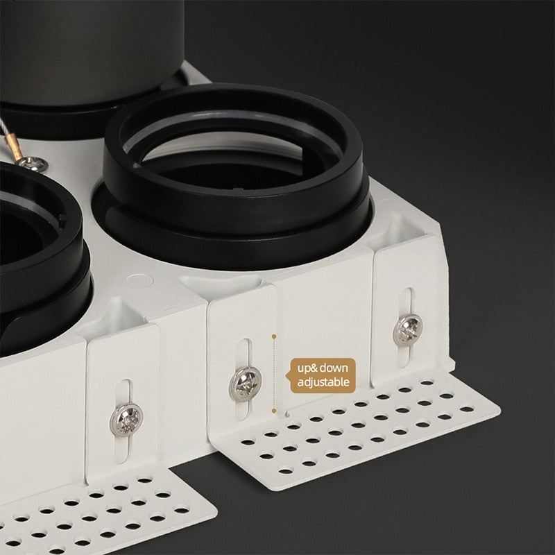 Aisilan LED embedded borderless spotlight three-head four-head no main light grille ceiling downlight for living room bedroom