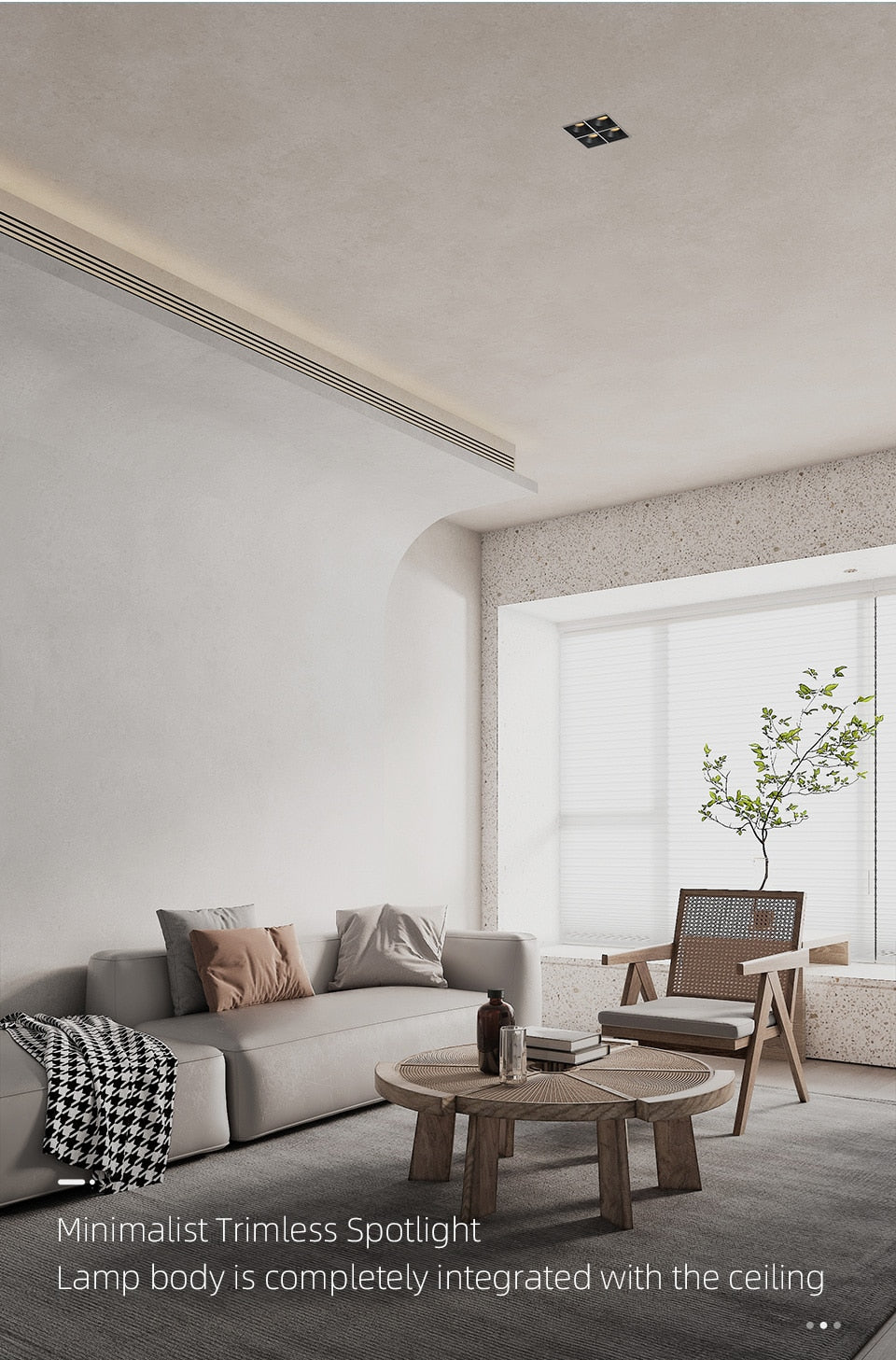 Aisilan LED embedded borderless spotlight three-head four-head no main light grille ceiling downlight for living room bedroom