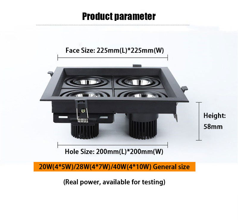QIUBOSS Recessed LED Downlights Dimmable for Indoor Lighting 220V Led Spotlight 20W 28W 40W COB Ceiling Lamp 4pcs Light Sources