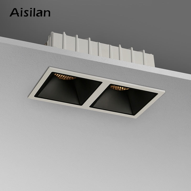 Aisilan LED Embedded Ceiling Spotlight Square Downlight Grille Honeycomb Anti-glare Recessed Light For Indoor Living Room Aisle