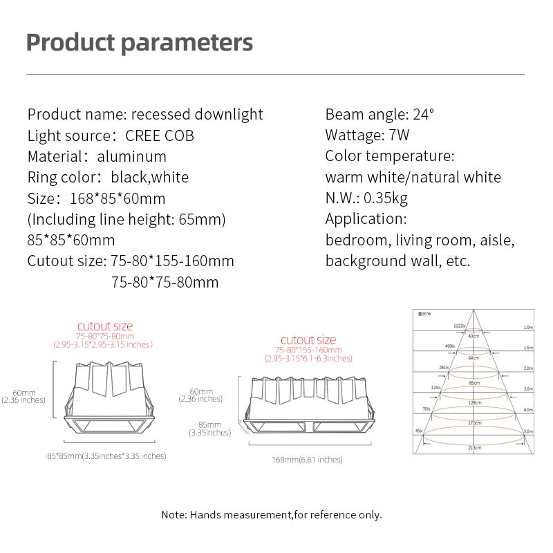 Aisilan LED Embedded Ceiling Spotlight Square Downlight Grille Honeycomb Anti-glare Recessed Light For Indoor Living Room Aisle
