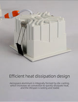 Aisilan LED Embedded Ceiling Spotlight Square Downlight Grille Honeycomb Anti-glare Recessed Light For Indoor Living Room Aisle