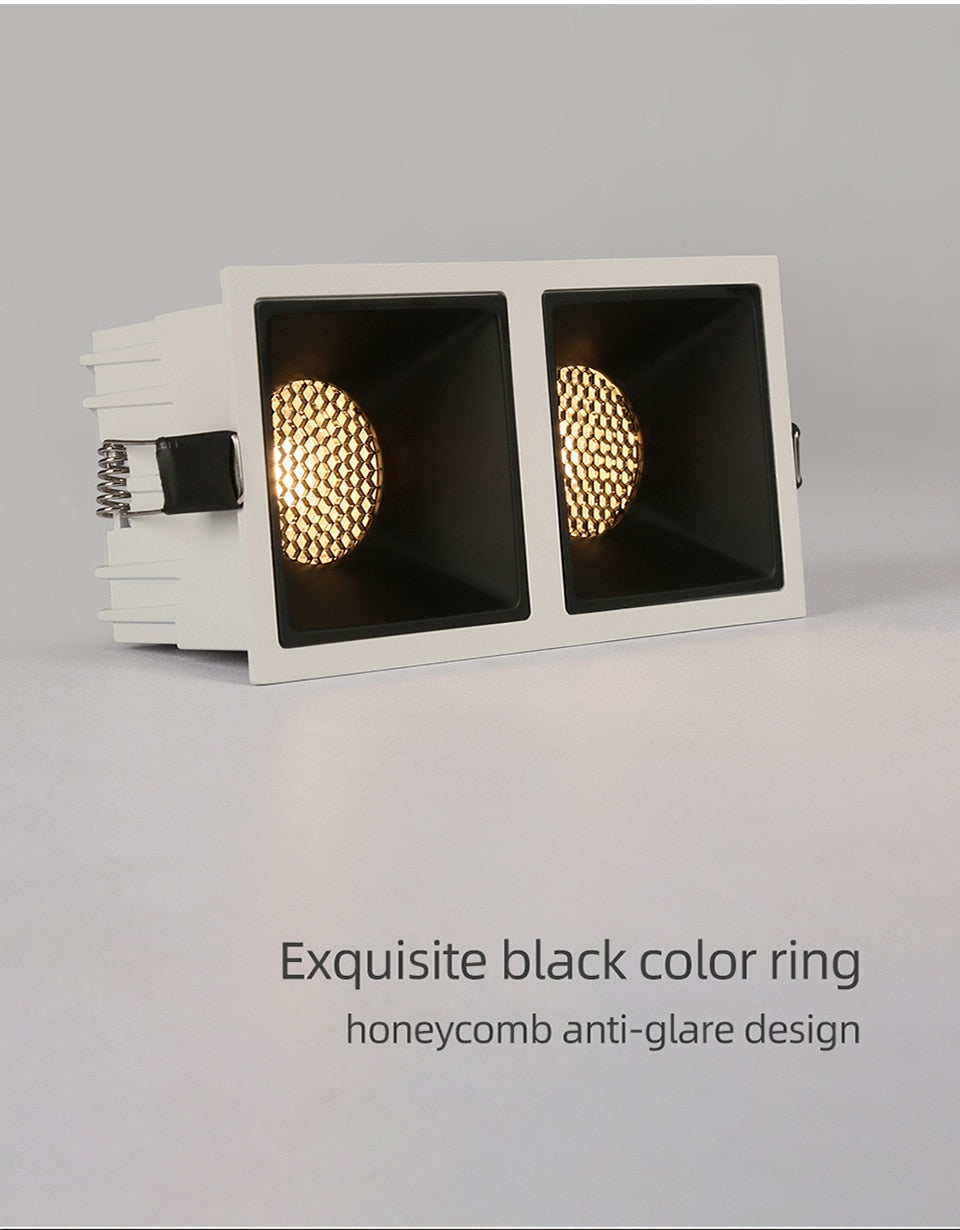 Aisilan LED Embedded Ceiling Spotlight Square Downlight Grille Honeycomb Anti-glare Recessed Light For Indoor Living Room Aisle