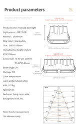 Aisilan LED Embedded Ceiling Spotlight Square Downlight Grille Honeycomb Anti-glare Recessed Light For Indoor Living Room Aisle