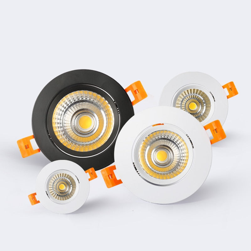 Dimmable Recessed LED Downlights 5W 7W 9W 12W 15W 18W COB LED Ceiling Spotlights ac110V~220V LED Ceiling Lamps Indoor Lighting