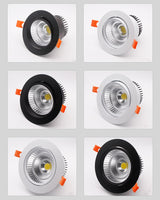 Dimmable Recessed LED Downlights 5W 7W 9W 12W 15W 18W COB LED Ceiling Spotlights ac110V~220V LED Ceiling Lamps Indoor Lighting