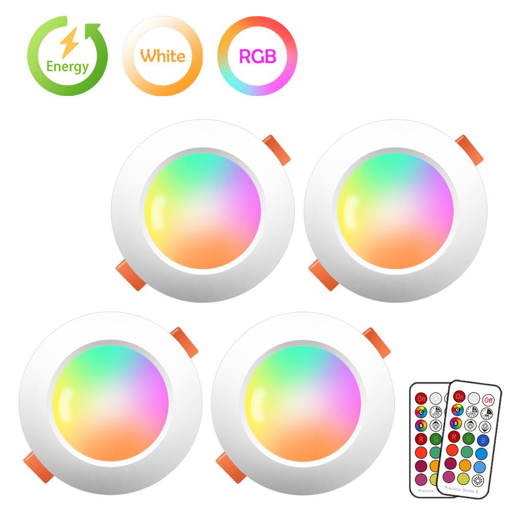 7W LED Downlight RGBW Dimmable Smart Lamp LED Ceiling Light Spotlight Color Changing bulb with Remote Control AC 220V 110V IP44