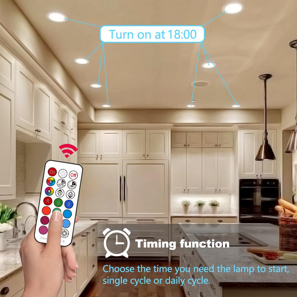 7W LED Downlight RGBW Dimmable Smart Lamp LED Ceiling Light Spotlight Color Changing bulb with Remote Control AC 220V 110V IP44