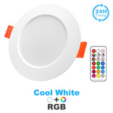 7W LED Downlight RGBW Dimmable Smart Lamp LED Ceiling Light Spotlight Color Changing bulb with Remote Control AC 220V 110V IP44