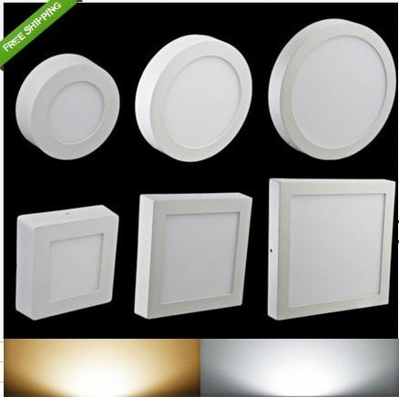 Free shipping 6W/12W/18W Round/Square Led Panel Light Surface Mounted Downlight lighting Led ceiling down AC 110-240V + Driver