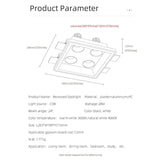 Aisilan LED Recessed Square Four-head Ceiling Plaster Spotlight Embedded Gypsum Downlight 28W Home For Indoor Living room Bedroom