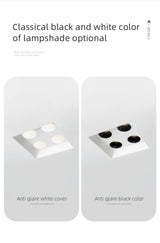 Aisilan LED Recessed Square Four-head Ceiling Plaster Spotlight Embedded Gypsum Downlight 28W Home For Indoor Living room Bedroom