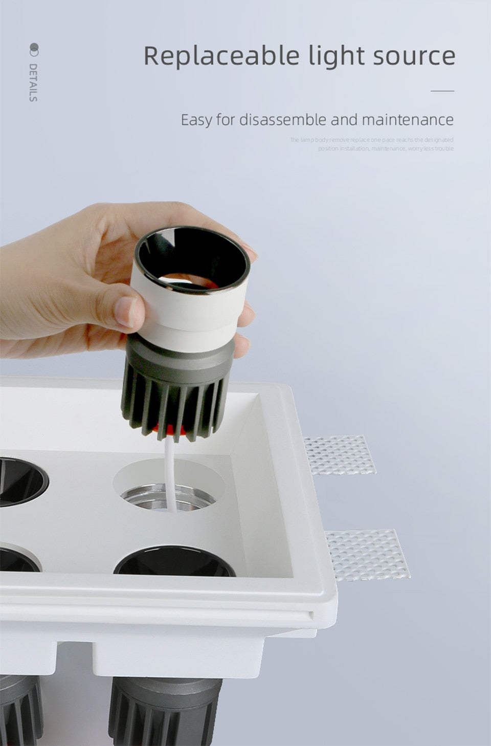 Aisilan LED Recessed Square Four-head Ceiling Plaster Spotlight Embedded Gypsum Downlight 28W Home For Indoor Living room Bedroom