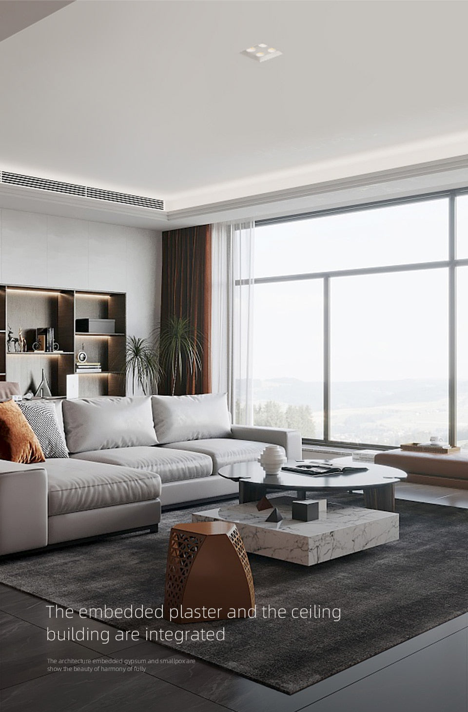 Aisilan LED Recessed Square Four-head Ceiling Plaster Spotlight Embedded Gypsum Downlight 28W Home For Indoor Living room Bedroom