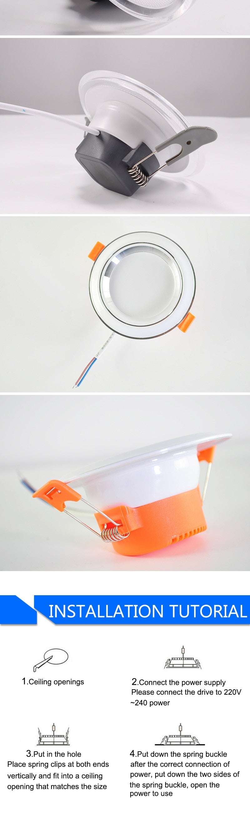 led Downlight 3w 5w 10Pcs spot led light 3000k 4500K 6000K AC 220V-240V Downlight Kitchen living room Indoor recessed lighting