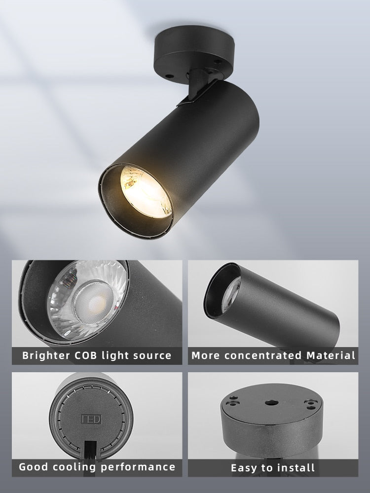 LED Ceiling Spotlight 220V Surface Mounted Lengthen Track Light Downlight Aluminum Fixture Foldable for Lamp Living Room Kitchen