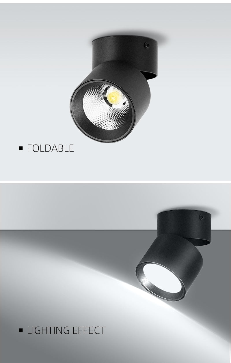 LED Ceiling Spotlight 220V Surface Mounted Lengthen Track Light Downlight Aluminum Fixture Foldable for Lamp Living Room Kitchen