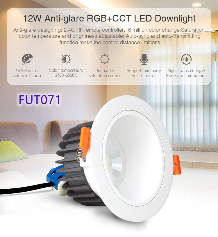 MiBoxer FUT060/061/062/063/064/065/066/068/069/070/071/072 LED Downlight Spotlight Dimmable RGB+CCT 50/60Hz6W/9W/12W/15W/18W/25W