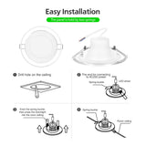 LED Ceiling Light Recessed Ceiling Light No-Flicker 500LM LED Downlight Round Lighting for Bedrooms Offices Restaurants Shopping