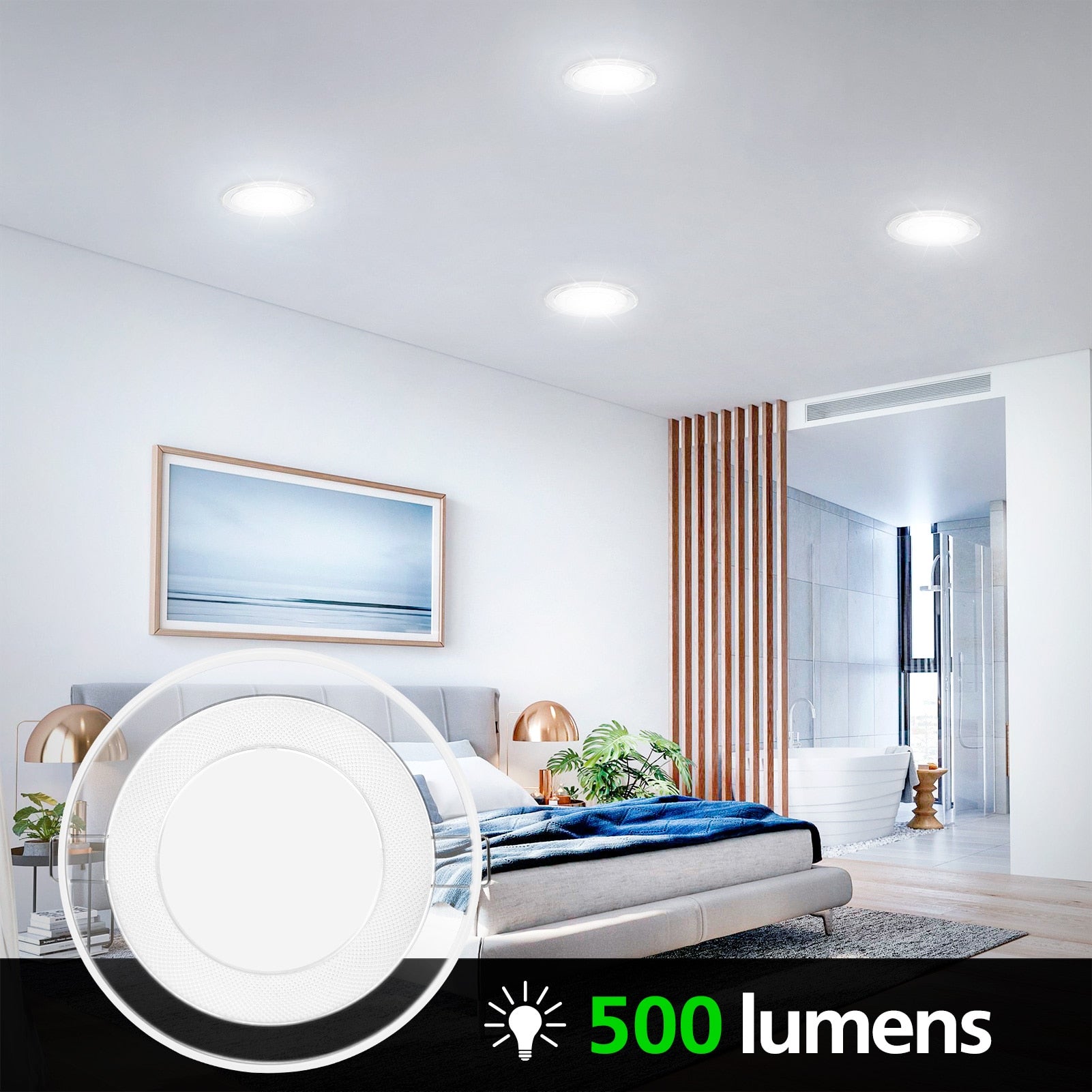 LED Ceiling Light Recessed Ceiling Light No-Flicker 500LM LED Downlight Round Lighting for Bedrooms Offices Restaurants Shopping