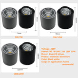 LED Downlight COB Spotlight AC85-265V 5W 7W 12W 20W 25W Adjustable Angle Aluminum Surface Mounted Light Indoor Lighting Dimmable