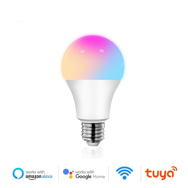  Tuya 12W 15W Wi-Fi Smart Light Bulb, E27 RGB LED Lamp Dimmable with Smart Life APP, Voice Control for Google Home, Alexa