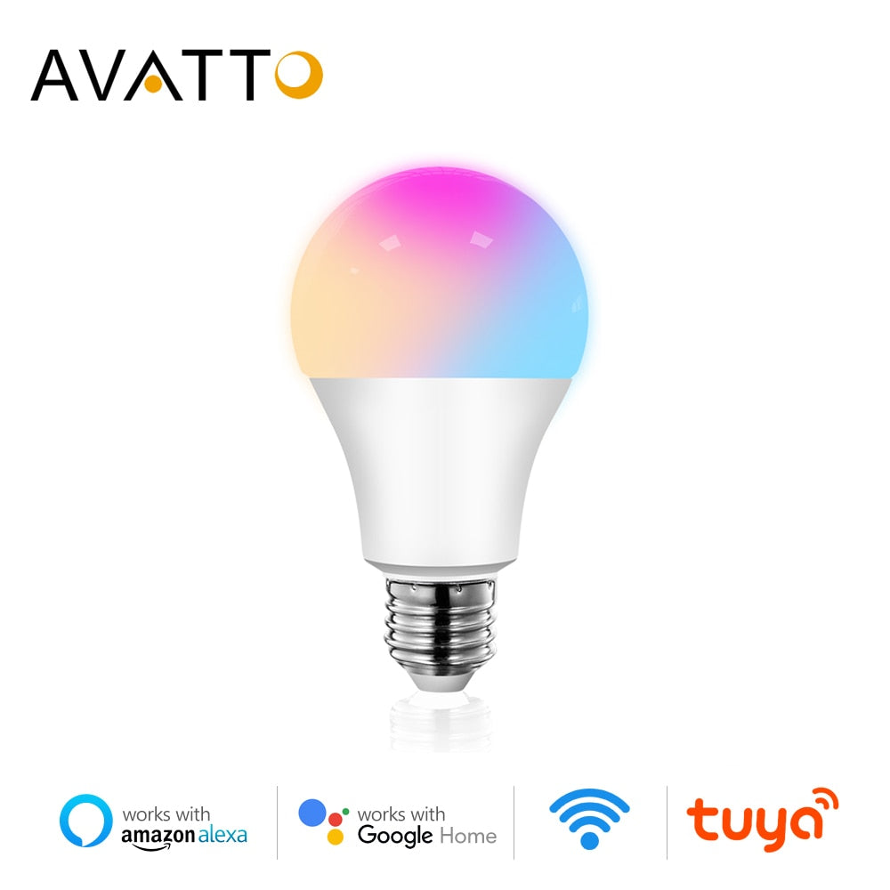 AVATTO Tuya 12W 15W WiFi Smart Light Bulb, E27 RGB LED Lamp Dimmable with Smart Life APP, Voice Control for Google Home, Alexa