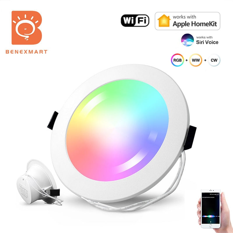 Benexmart Apple Homekit Smart LED Downlight 2.5 3.5 4 6 Inch Round Ceiling Lamp RGBCW Dimmable Spotlight Siri Alexa Google Home