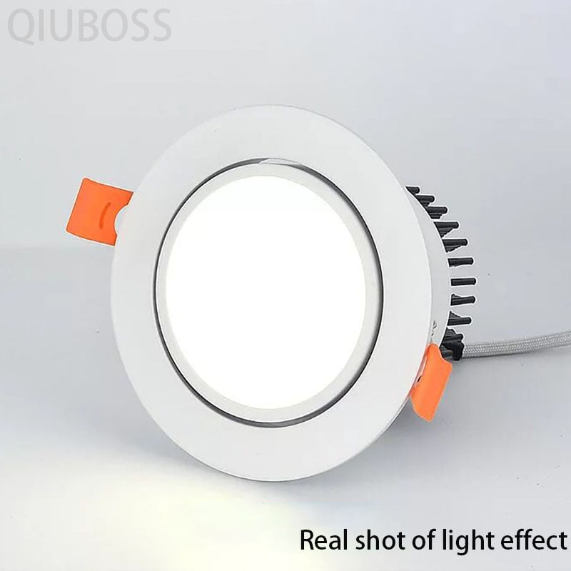 QIUBOSS Recessed LED Downlights 220V 110V Ceiling Light Dimmable LED Spotlights 15W 18W COB LED Lighting Lamp for Bathroom Loft