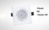 Dimmable Square LED Recessed Downlights COB LED Ceiling Lamp Spot Lights 9W/15W/18W/21W/30W/42W AC85~265V Room Lamps
