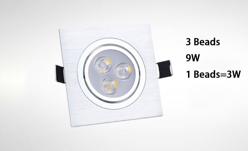 Dimmable Square LED Recessed Downlights COB LED Ceiling Lamp Spot Lights 9W/15W/18W/21W/30W/42W AC85~265V Room Lamps