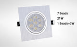 Dimmable Square LED Recessed Downlights COB LED Ceiling Lamp Spot Lights 9W/15W/18W/21W/30W/42W AC85~265V Room Lamps