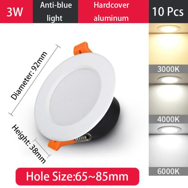 QIUBOSS 10 Pcs LED Downlights Recessed 220V LED Ceiling Lights Kitchen 3W 5W 7W LED Spot Lights 6 Inch Lighting Lamps for Indoor