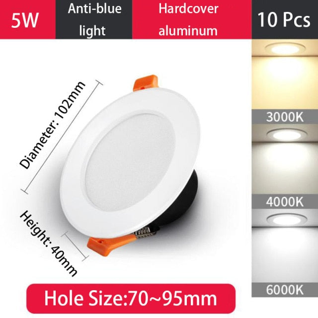 QIUBOSS 10 Pcs LED Downlights Recessed 220V LED Ceiling Lights Kitchen 3W 5W 7W LED Spot Lights 6 Inch Lighting Lamps for Indoor