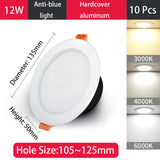 QIUBOSS 10 Pcs LED Downlights Recessed 220V LED Ceiling Lights Kitchen 3W 5W 7W LED Spot Lights 6 Inch Lighting Lamps for Indoor