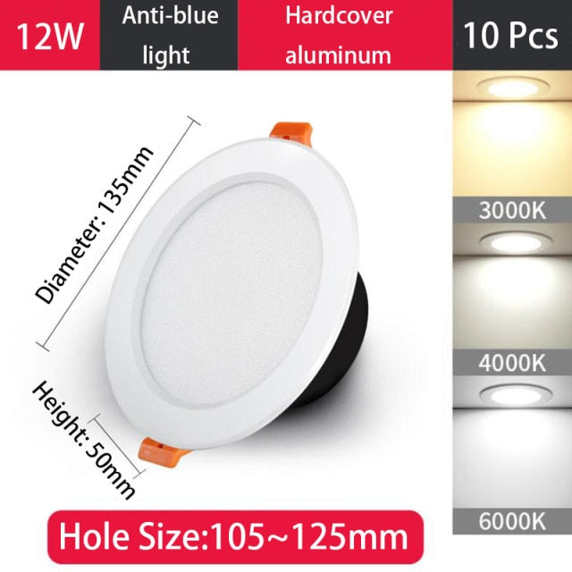 QIUBOSS 10 Pcs LED Downlights Recessed 220V LED Ceiling Lights Kitchen 3W 5W 7W LED Spot Lights 6 Inch Lighting Lamps for Indoor