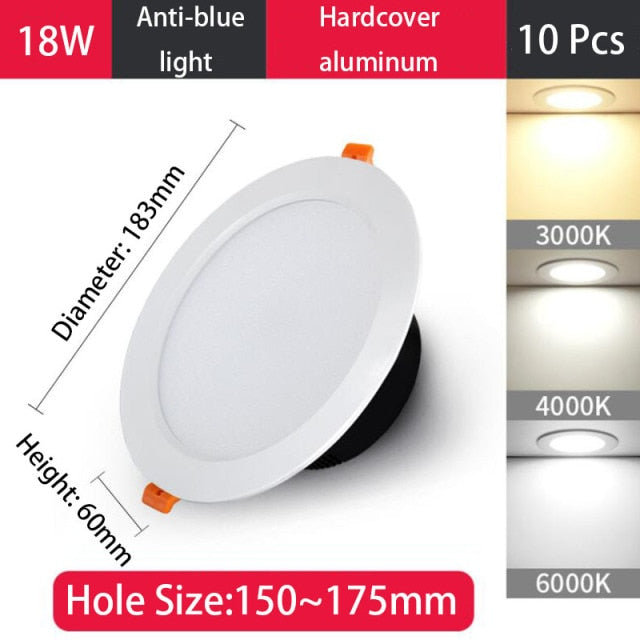 QIUBOSS 10 Pcs LED Downlights Recessed 220V LED Ceiling Lights Kitchen 3W 5W 7W LED Spot Lights 6 Inch Lighting Lamps for Indoor