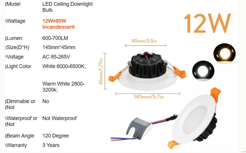 LED Recessed Ceiling Light Fixture Downlight Lamp + Driver Spotlight 6W 8W 12W 15W 27W 40W  Lighting For Home Office Decoration