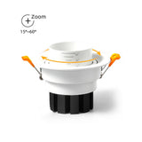 Zoom Beam Angle Adjustable 15/45/60 Degrees LED COB Recessed Downlight 12W 18W 20W LED Ceiling Spot Light for Picture Background