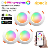 Ceiling Lamp Bluetooth-Compatible 4Pack RGB Dimmable Downlight Colorful Spot LED Recessed Round Light Smart Home Luminaire 220V