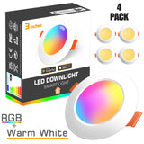 Ceiling Lamp Bluetooth-Compatible 4Pack RGB Dimmable Downlight Colorful Spot LED Recessed Round Light Smart Home Luminaire 220V