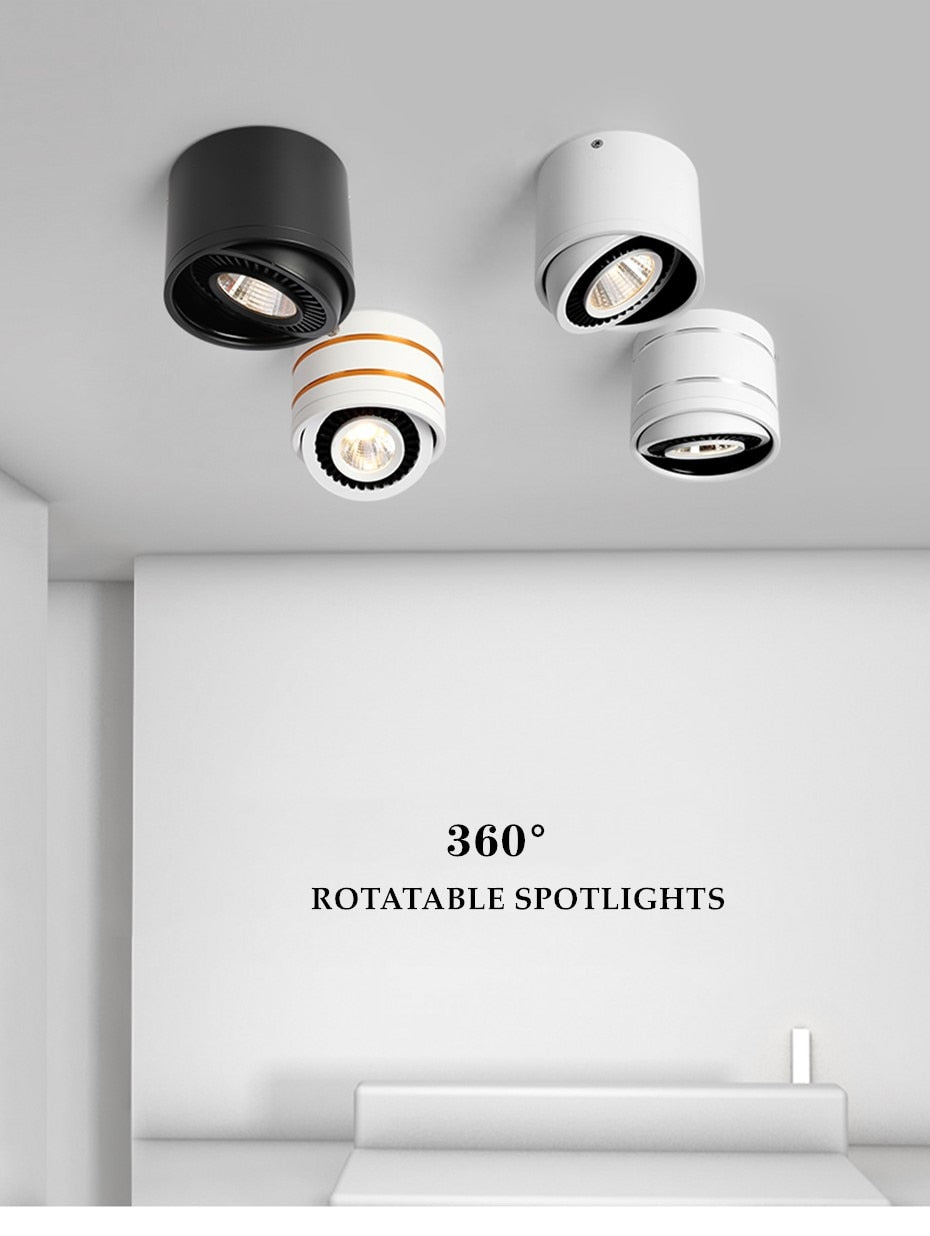 Surface Mounted LED Downlight lamp 360 Rotatable ceiling led lights 5W 7W 9W 15w cob led spot lights Ceiling Fixtures Lighting