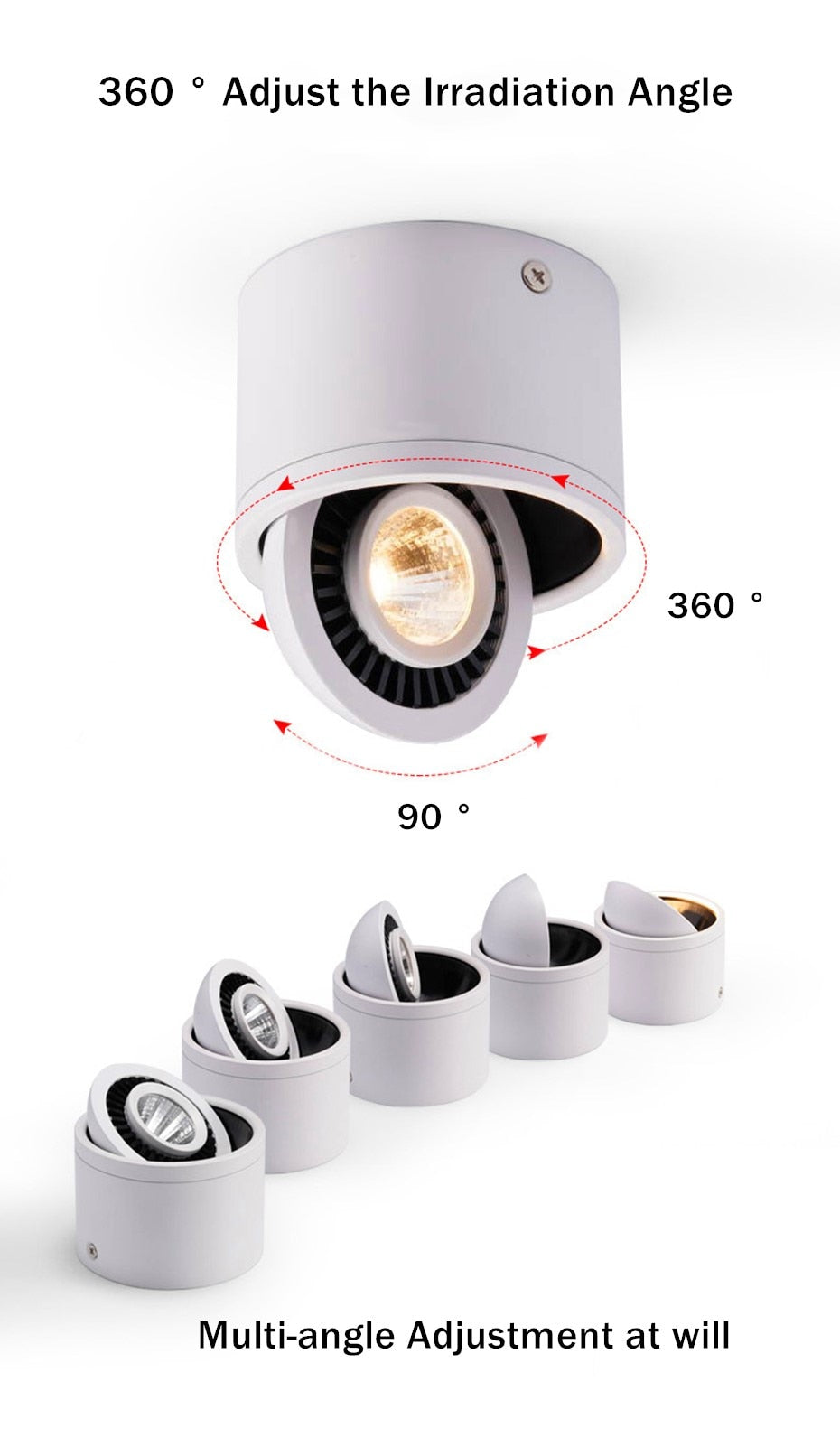 Surface Mounted LED Downlight lamp 360 Rotatable ceiling led lights 5W 7W 9W 15w cob led spot lights Ceiling Fixtures Lighting