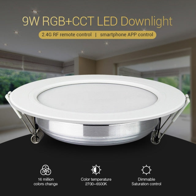 Miboxer FUT061 9W RGB+CCT LED Downlight Dimmable AC220V Recessed Downlight 2700K-6500K Support 2.4HG Remote/ WiFi APP Control