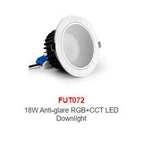 FUT070 FUT071 FUT072 AC100~240V 50/60Hz 6W 12W 18W Anti-glare RGB+CCT LED Downlight Smart Phone APP / Remote / voice control
